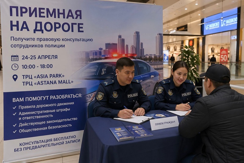 Астанада «Жолдағы қабылдау» акциясы: полицияның құқықтық кеңесін қадамдық қолжетімді форматта қайдан және қалай алуға болады